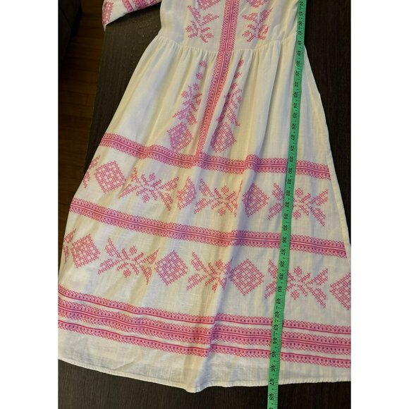 Strut & Bolt Embroidered Linen Blend White & Pink Midi Dress Size M - Picture 8 of 8